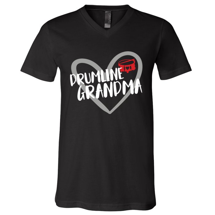 Drumline Grandma Heart Marching Band V-Neck T-Shirt