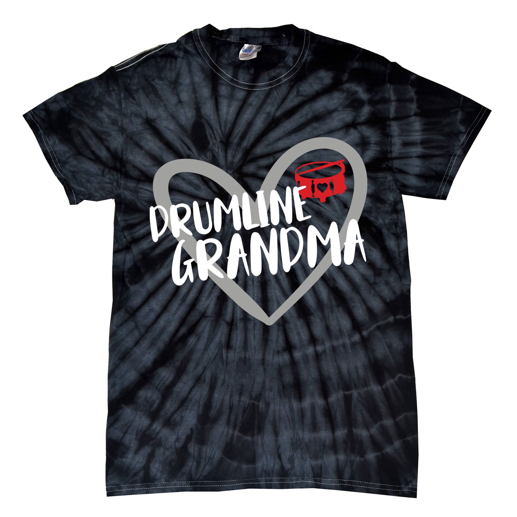 Drumline Grandma Heart Marching Band Tie-Dye T-Shirt