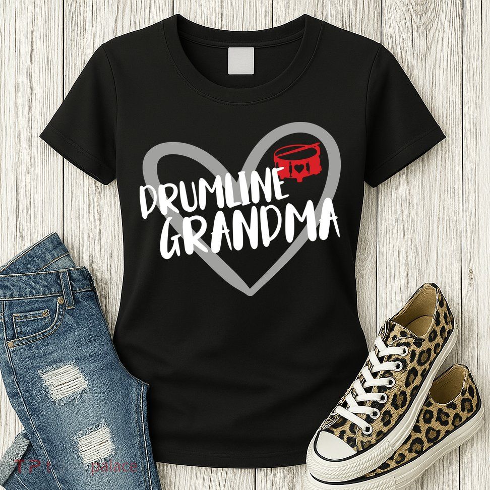 Drumline Grandma Heart Marching Band Womens T-Shirt