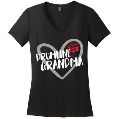 Drumline Grandma Heart Marching Band Women's V-Neck T-Shirt