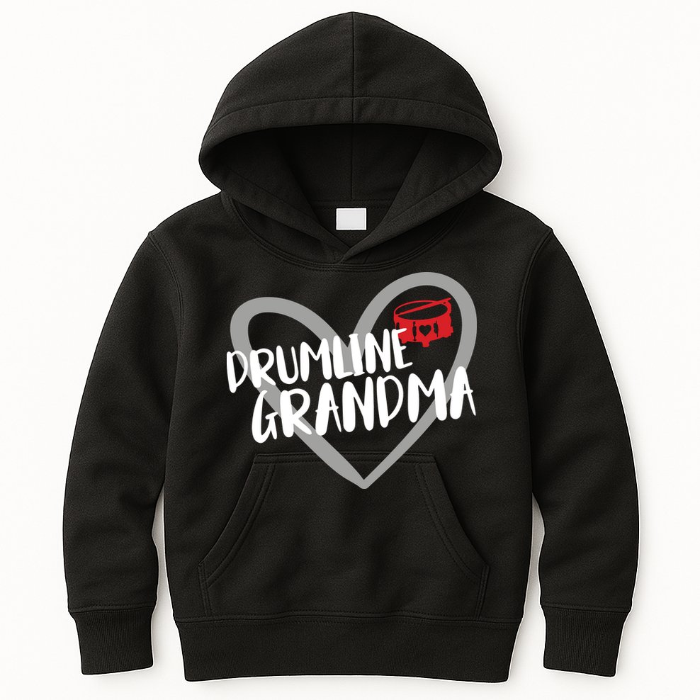 Drumline Grandma Heart Marching Band Kids Hoodie