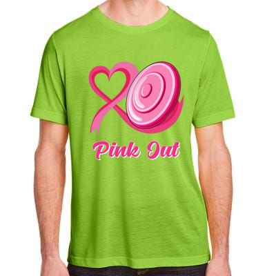 Disc Golf Heart Ribbon Pink Out Breast Cancer Awareness Adult ChromaSoft Performance T-Shirt