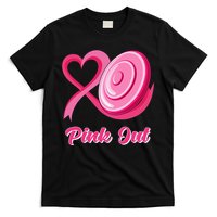 Disc Golf Heart Ribbon Pink Out Breast Cancer Awareness T-Shirt