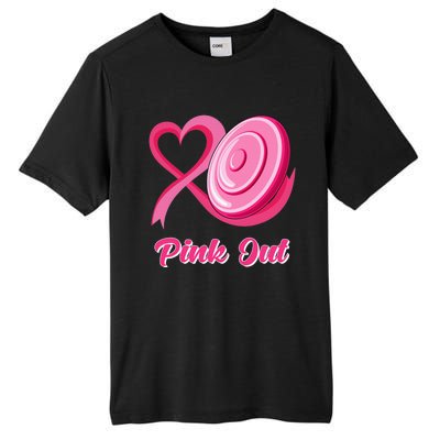 Disc Golf Heart Ribbon Pink Out Breast Cancer Awareness Tall Fusion ChromaSoft Performance T-Shirt