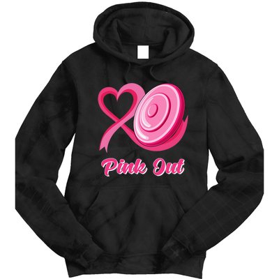 Disc Golf Heart Ribbon Pink Out Breast Cancer Awareness Tie Dye Hoodie