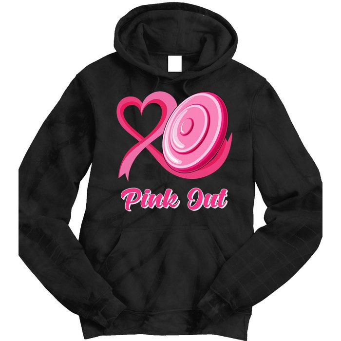 Disc Golf Heart Ribbon Pink Out Breast Cancer Awareness Tie Dye Hoodie