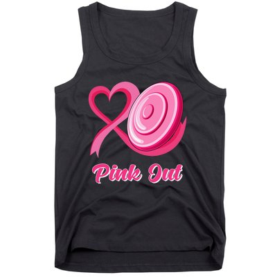 Disc Golf Heart Ribbon Pink Out Breast Cancer Awareness Tank Top