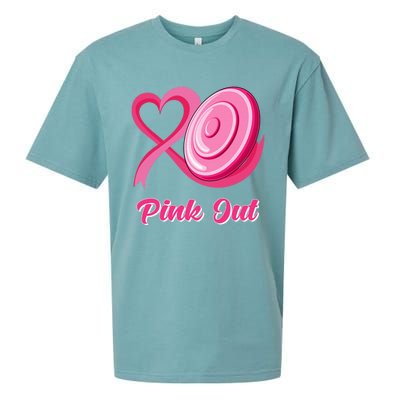 Disc Golf Heart Ribbon Pink Out Breast Cancer Awareness Sueded Cloud Jersey T-Shirt