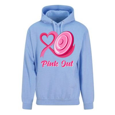 Disc Golf Heart Ribbon Pink Out Breast Cancer Awareness Unisex Surf Hoodie