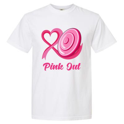 Disc Golf Heart Ribbon Pink Out Breast Cancer Awareness Garment-Dyed Heavyweight T-Shirt