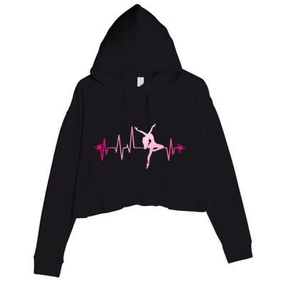 Dance Girl Heart Beat Gift Dancing Dancer Ballet Gift Crop Fleece Hoodie