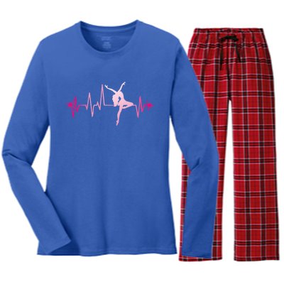 Dance Girl Heart Beat Gift Dancing Dancer Ballet Gift Women's Long Sleeve Flannel Pajama Set 