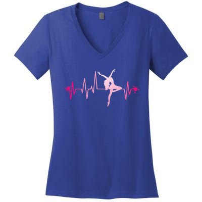 Dance Girl Heart Beat Gift Dancing Dancer Ballet Gift Women's V-Neck T-Shirt