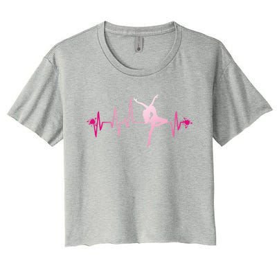 Dance Girl Heart Beat Gift Dancing Dancer Ballet Gift Women's Crop Top Tee