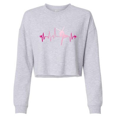 Dance Girl Heart Beat Gift Dancing Dancer Ballet Gift Cropped Pullover Crew