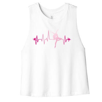 Dance Girl Heart Beat Gift Dancing Dancer Ballet Gift Women's Racerback Cropped Tank