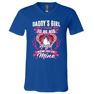 Daddy's Girl I Used To Be His Angel Now He Is Mine Funny Gift V-Neck T-Shirt