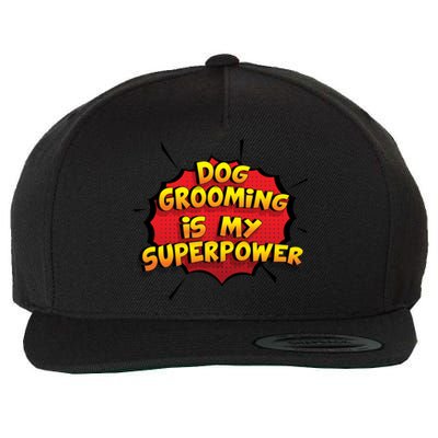 Dog Grooming Is My Superpower Funny Design Dog Grooming Gift Wool Snapback Cap