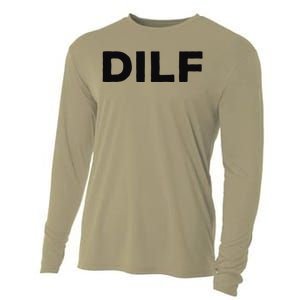 DILF Gift Idea For Dad Fathers Day Funny For Cooling Performance Long Sleeve Crew