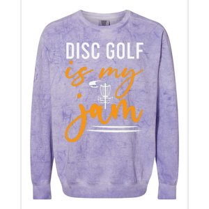 Disc Golf Is My Jam Orange Funny Golf Club Colorblast Crewneck Sweatshirt