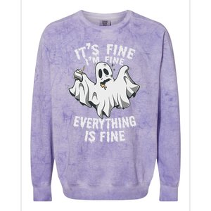 Drunk Ghost Its Fine Im Fine Everything Is Fine Halloween Great Gift Colorblast Crewneck Sweatshirt