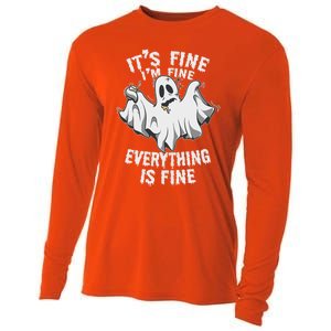 Drunk Ghost Its Fine Im Fine Everything Is Fine Halloween Great Gift Cooling Performance Long Sleeve Crew