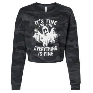 Drunk Ghost Its Fine Im Fine Everything Is Fine Halloween Great Gift Cropped Pullover Crew