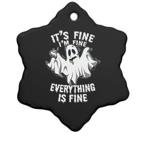 Drunk Ghost Its Fine Im Fine Everything Is Fine Halloween Great Gift Ceramic Star Ornament