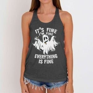 Drunk Ghost Its Fine Im Fine Everything Is Fine Halloween Great Gift Women's Knotted Racerback Tank