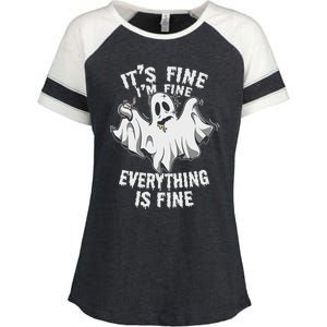 Drunk Ghost Its Fine Im Fine Everything Is Fine Halloween Great Gift Enza Ladies Jersey Colorblock Tee