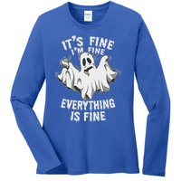 Drunk Ghost Its Fine Im Fine Everything Is Fine Halloween Great Gift Ladies Long Sleeve Shirt