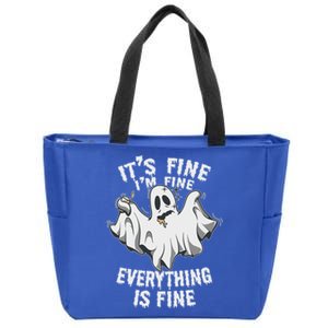 Drunk Ghost Its Fine Im Fine Everything Is Fine Halloween Great Gift Zip Tote Bag