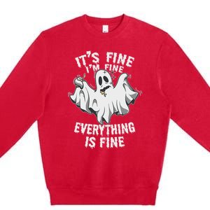 Drunk Ghost Its Fine Im Fine Everything Is Fine Halloween Great Gift Premium Crewneck Sweatshirt