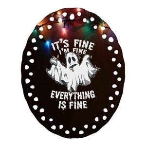 Drunk Ghost Its Fine Im Fine Everything Is Fine Halloween Great Gift Ceramic Oval Ornament