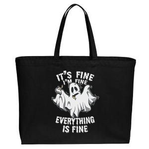 Drunk Ghost Its Fine Im Fine Everything Is Fine Halloween Great Gift Cotton Canvas Jumbo Tote