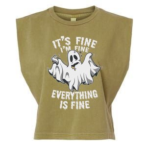 Drunk Ghost Its Fine Im Fine Everything Is Fine Halloween Great Gift Garment-Dyed Women's Muscle Tee