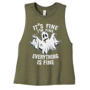 Drunk Ghost Its Fine Im Fine Everything Is Fine Halloween Great Gift Women's Racerback Cropped Tank