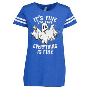 Drunk Ghost Its Fine Im Fine Everything Is Fine Halloween Great Gift Enza Ladies Jersey Football T-Shirt