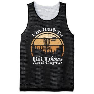 Disc Golf I'm Here To Hit Trees & Curse Funny Sarcastic Mesh Reversible Basketball Jersey Tank