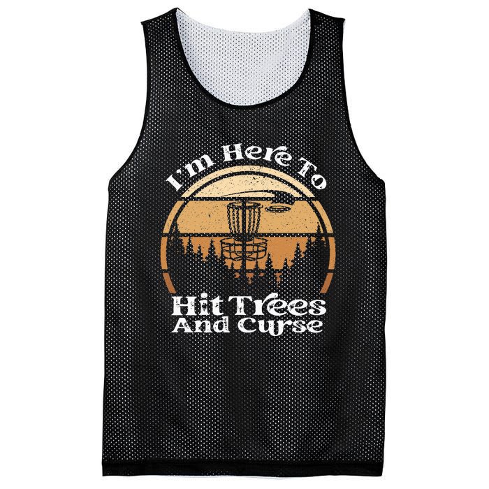 Disc Golf I'm Here To Hit Trees & Curse Funny Sarcastic Mesh Reversible Basketball Jersey Tank