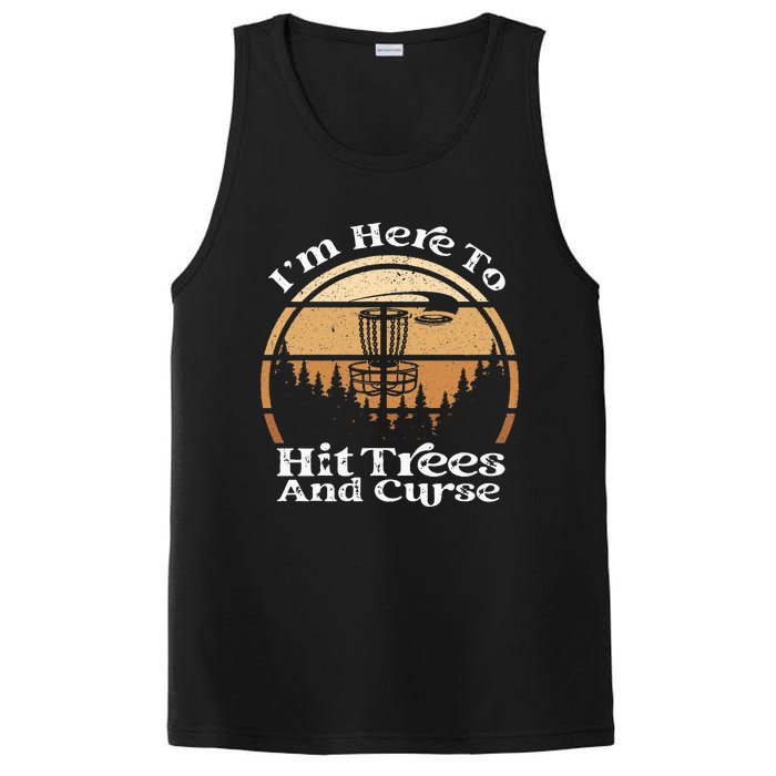 Disc Golf I'm Here To Hit Trees & Curse Funny Sarcastic PosiCharge Competitor Tank