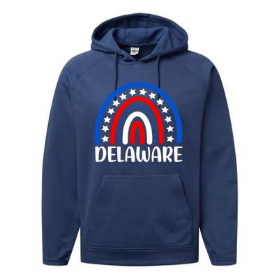 Delaware Gift I Love Delaware Usa Gift Performance Fleece Hoodie