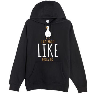 Duck Gifts I Just Really Like Ducks, Ok Premium Pullover Hoodie