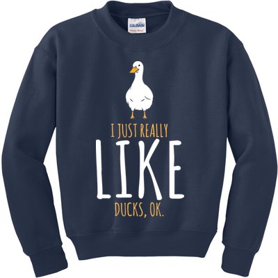 Duck Gifts I Just Really Like Ducks, Ok Kids Sweatshirt