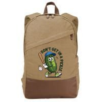 Don't Get In A Pickle Funny Baseball Women Cotton Canvas Backpack