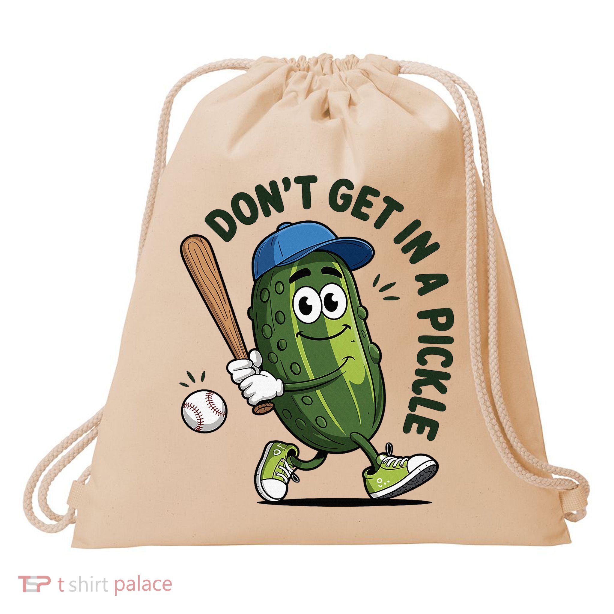 Don't Get In A Pickle Funny Baseball Women Drawstring Bag