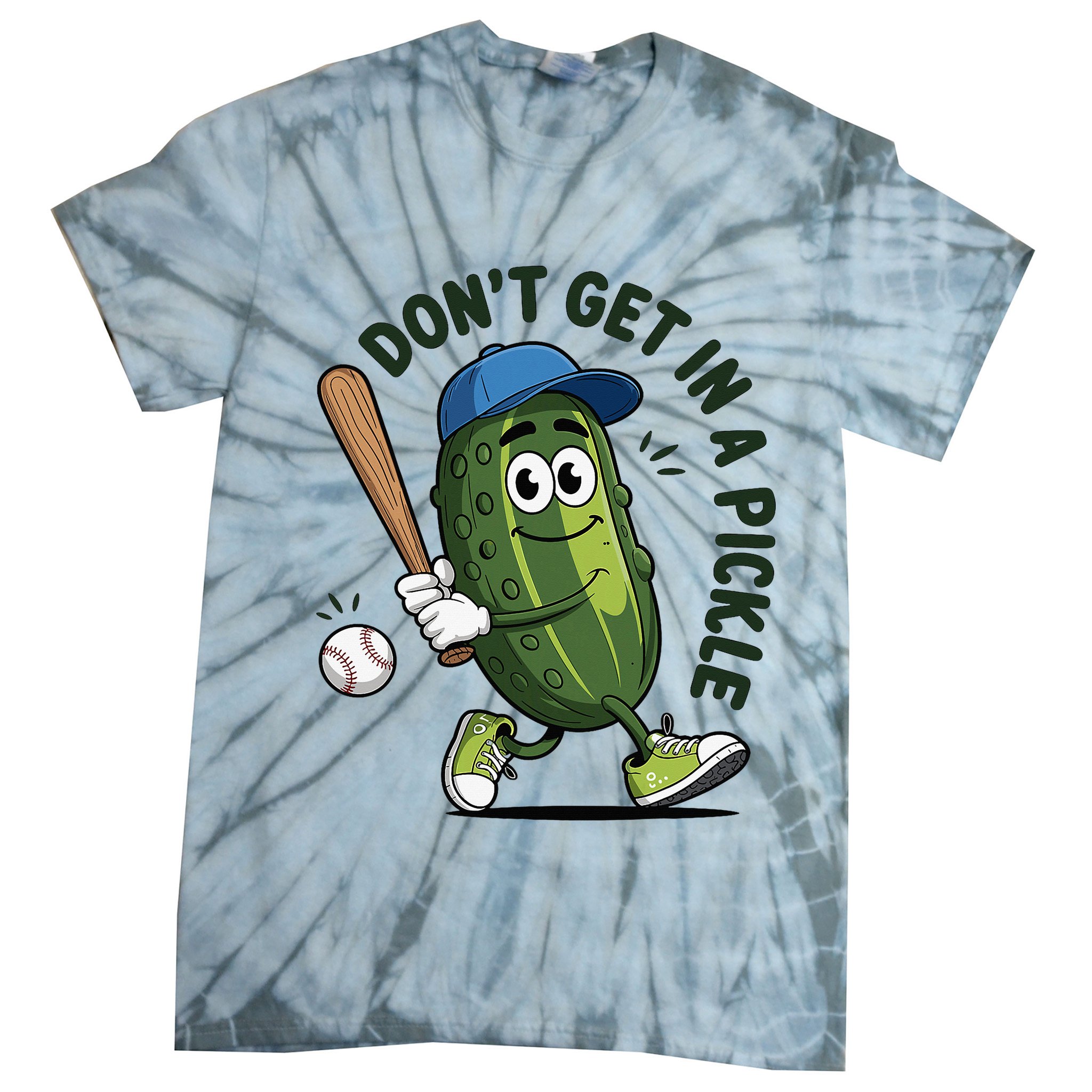 Don't Get In A Pickle Funny Baseball Women Tie-Dye T-Shirt