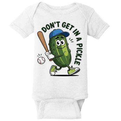 Don't Get In A Pickle Funny Baseball Women Baby Bodysuit