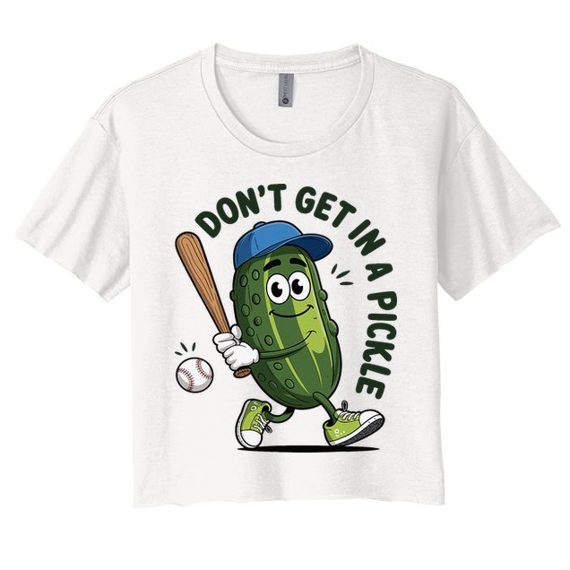 Don't Get In A Pickle Funny Baseball Women Crop Top