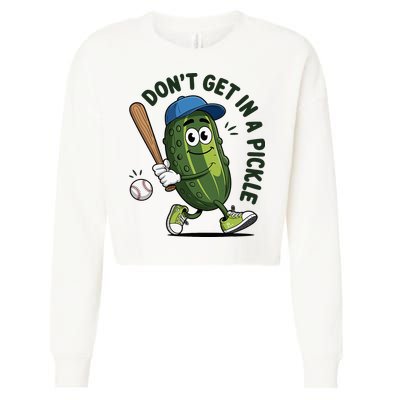 Don't Get In A Pickle Funny Baseball Women Cropped Pullover Crew